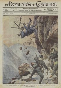 एक अल्पाइन का सुंदर शॉट, जिसमें एक नोक है और नौकर के साथ एक ऑस्ट्रियाई मशीन गन को उपजी है