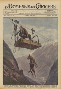 Avise (Aosta) परिवहन में एक केबलवे की ट्रॉली नीचे जा रही थी
