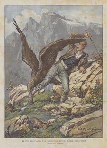 एक ईगल और एक चरवाहा के बीच की लड़ाई Zerie, Trieste के पहाड़ पर