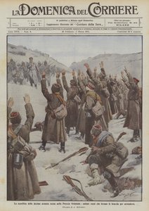 पूर्वी प्रशिया में दसवीं रूसी सेना की हार, रूसी सैनिकों ने आत्मसमर्पण करने के लिए हथियार उठाया
