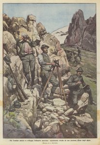 ट्रेंटिनो में, जबकि ऑस्ट्रियाई आक्रामक विकसित होता है, अल्पनी द्वारा बचाव की स्थिति से ऑप्टिकल सिग्नल द्वारा Achille Beltrame