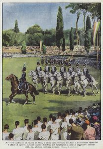 Piazza di Siena के हरे रंग के अखाड़े में, रोम में, ड्यूस और एक लाख दर्शकों की उपस्थिति में