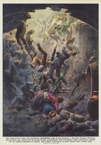 गार्डिया वोमेनो में एक रेस्तरां के भीड़ भरे हॉल में फर्श के अचानक आत्मसमर्पण के लिए