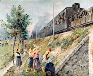 अकिल बेल्ट्राम (1871-1945) मिलान द्वारा इतालवी सैन्य ट्रेन पेंटिंग का मार्ग, समकालीन इतिहास का संग्रहालय द्वारा अचिल बेल्ट्रैम