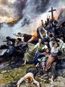 1902 में सिसिली में एटना का विस्फोट। बीमार। ए. बेलट्राम द्वारा। "ला डोमेनिका डेल कोरिएरे" "। द्वारा अचिल बेल्ट्रैम