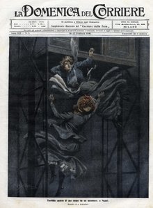 1910 में नेपल्स में एक लिफ्ट से दो महिलाएं गिर गईं। द्वारा अचिल बेल्ट्रैम