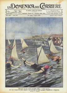 1920 की गर्मियों की एक उत्सुक खबर, मानव नौकायन जहाज जो अच्छी संख्या में और साथ दिखाई दिए द्वारा अचिल बेल्ट्रैम