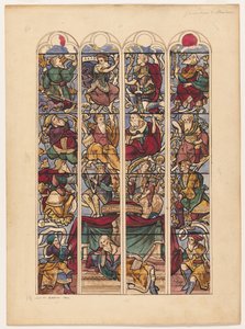 चार सना हुआ ग्लास विंडोज गेनोग्लोगी डीएब्रा के लिए अध्ययन, 1844। द्वारा अकिल देवेरिया