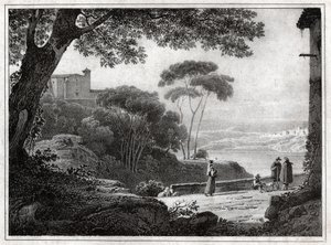 अल्बानो झील। (1820 के आसपास उत्कीर्णन)