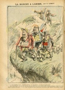ले पेलेरिन में अकिल लेमोट (1846-1909) द्वारा चित्रण, 08/09/07 - ला मार्चे ए ल'अबिम - सोशल, एंटीमैकोनिज्म फ्रीमेकिंग, आर्मी, देशभक्ति, ब्लाइंड - ज़ोला एमिल, जौर्स जीन - ब्लाइंड द्वारा अकिल लिमोट