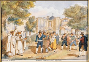 रोम में सांता मारिया डिगली एंजेली, अकिल पिनेली (1809-1841), इटली में बोके बजाते हुए