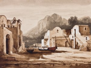 नियति तटीय गाँव, संभवतः कैपरी मोंटे सोलारो के साथ, प्रिंस अल्फोंसो मारिया डि बोरबोन (1841-1934) द्वारा जोड़ के साथ (पेंसिल, सीपिया धो कागज पर गौशे