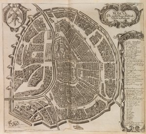 मास्को का नक्शा। प्रेषक: मस्कोवाइट का बढ़ा हुआ नया विवरण..., 1656। द्वारा एडम ओलेरियस