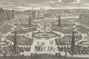 1680 के दशक, 1680 के दशक में चेंटिली में ऑरेंजरी का पैरेट्रे। द्वारा एडम पेरेल