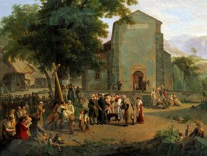 क्रांति के बाद पूजा की बहाली। एडम टॉपफ़र द्वारा स्विस पेंटिंग (1766-1847) द्वारा एडम टॉफ़र