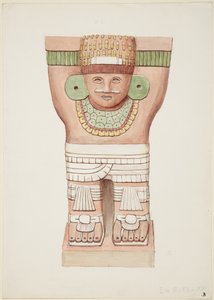 बाहरी कक्ष, मंदिर ए, बॉल कोर्ट मंदिर, चिचेन इट्ज़ा, मैक्सिको से Caryatid द्वारा एडेला ब्रेटन
