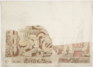 जगुआर के ऊपरी मंदिर, मंदिर ई, चिचेन इट्ज़ा, मैक्सिको में एक वेदी का हिस्सा द्वारा एडेला ब्रेटन