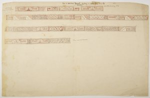 मेक्सिको के उक्समल में मंदिर के खंडहर/पत्थर की राहतें फ़्रीज़ (पानी के रंग) को दर्शाती हैं द्वारा एडेला ब्रेटन