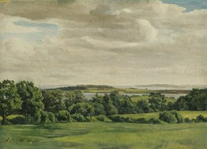 होलस्टीन में लैंडस्केप, 1827 (कार्ड पर चढ़ा हुआ कागज़ पर तेल) द्वारा एडोल्फ वोल्मर