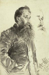 दाढ़ी वाले एक आदमी का अध्ययन, उसकी जेब में उसका हाथ, 1885 द्वारा एडॉल्फ मेंजेल