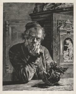 द एंटीकरी - सेल्फ-पोर्ट्रेट, 1851। द्वारा एडॉल्फ मेंजेल