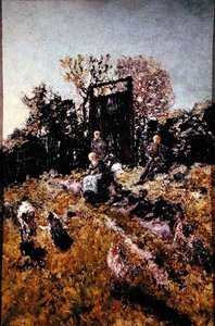 1866 से पहले के आंकड़े और बकरियों के साथ लैंडस्केप (पैनल पर तेल) द्वारा एडोल्फ जोसेफ थॉमस मोंटीसेली