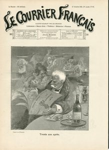 "" Le Courrier francais "" का कवर, नंबर 43, B & W . में व्यंग्य द्वारा एडोल्फ लियोन विलेट