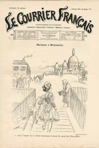 "" Le Courrier francais "" का कवर, नंबर 5, B & W . में व्यंग्य द्वारा एडोल्फ लियोन विलेट
