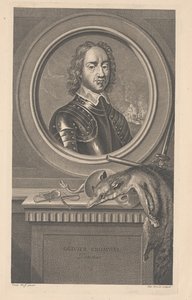 ओलिवर क्रॉमवेल, रक्षक, पियरे ड्रेवेट (1663-1738) द्वारा उत्कीर्ण