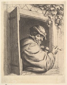 खिड़की पर धूम्रपान करने वाला, 1610-85। द्वारा एड्रिएन जंज़। वैन ओस्टेड