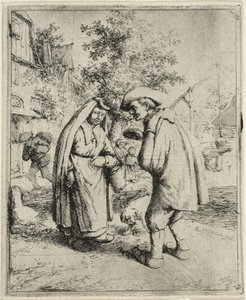 पुरुष और महिला बातचीत कर रहे हैं द्वारा Adriaen van Ostade
