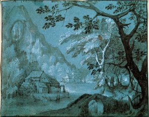 एक माउंटेन लेक द्वारा एक मिल के साथ लैंडस्केप, c1610-c1620s