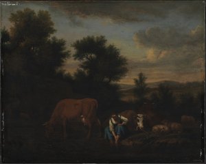 मवेशियों के साथ चरवाहा द्वारा एड्रिएन वैन डे वेलडे