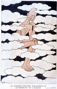 लुइगी पिरांडेलो का पोर्ट्रेट (1867 - 1936), इतालवी नाटककार - एड्रियन बैरेरे द्वारा चित्रण (1877-1931) "" फैंटासियो "" में 01/08/1925 से