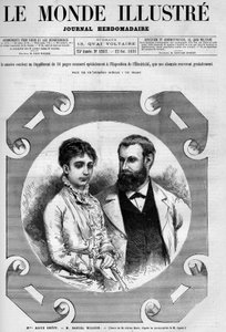 डेनियल विल्सन का पोर्ट्रेट (1840-1919), फ्रांसीसी राजनीतिज्ञ अपनी पत्नी एलिस ग्रेवी के साथ। एड्रियन मैरी द्वारा उत्कीर्णन। 22 अक्टूबर के "द इलस्ट्रियस वर्ल्ड" नंबर 1282 में से एक द्वारा एड्रिएन इमैनुएल मैरी
