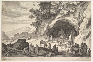 जिप्सी के एक समूह के साथ पहाड़ी लैंडस्केप, 1586-1629। द्वारा एजिडियस सदेलर II