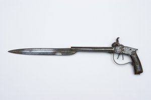 डबल बैरेल पर्क्युशन पिस्तौल, c.1840 (स्टील, पीतल और सींग)