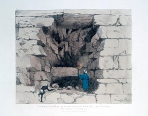 1820 में मिस्र के गीज़ेह के दूसरे पिरामिड में मजबूर मार्ग द्वारा एगोस्टिनो एग्लियो