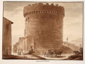 होराती और कुरावती का मकबरा, 1833 (भूरे रंग के धुएँ के साथ नक़्क़ाशी) द्वारा एगोस्टिनो टोफ़ानेलि
