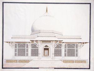 सेलीम चिश्ती का सफेद संगमरमर का मकबरा, सी। 1815 (पेंसिल, कलम और स्याही, w - c)