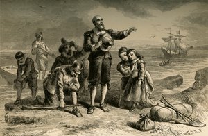 तीर्थयात्रियों की लैंडिंग, 1877। द्वारा अल्बर्ट बोबेट