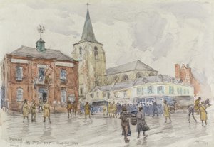 Oisemont, 3 डी डिवीजन मुख्यालय, 1918 (कागज पर लकड़ी का कोयला के साथ wc und gouache)