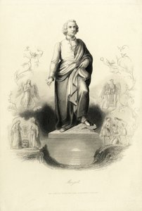 मोजार्टप्लाट्ज, 1842 में मोजार्ट स्मारक। द्वारा अल्बर्ट हेनरी पायने