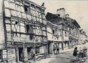 रुए फ़ार्डेल और सेंट ब्रियुक (सेंट-ब्रीएक) - पुराना फ़्रांस - ब्रिटनी - पाठ, चित्र और लिथोग्राफ, अल्बर्ट रोबिडा द्वारा (1848-1926) अदिनांकित 19वीं शताब्दी द्वारा अल्बर्ट रोबिडा