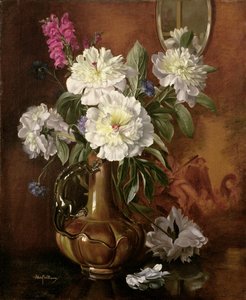एक चमकता हुआ विक्टोरियन फूलदान में AB298 सफेद Peonies द्वारा अल्बर्ट विलियम्स