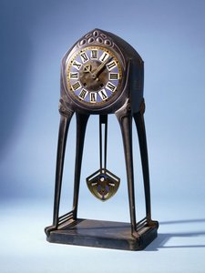 एक एल्बिन मुलर (1871-1941) टेबल घड़ी, 1904 से पहले (कच्चा लोहा, कांस्य, तामचीनी) द्वारा अलबिन मुलर