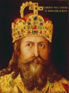 शाही ताज के साथ ताजपोशी में सम्राट शारलेमेन का आदर्श चित्र। नुरेमबर्ग, 1517 द्वारा अल्ब्रेक्ट ड्यूरर