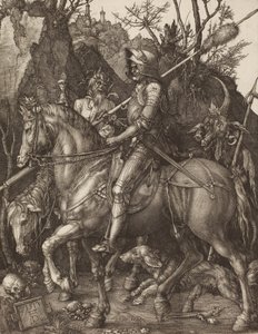 नाइट, डेथ एंड डेविल, 1513। द्वारा Albrecht Dürer