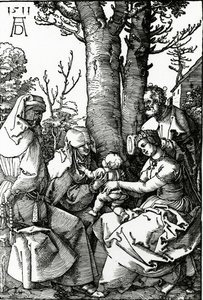 सेंट ऐनी और सेंट जोकिम, 1511 (लकड़बग्घा) के साथ पवित्र परिवार द्वारा अल्ब्रेक्ट ड्यूरर