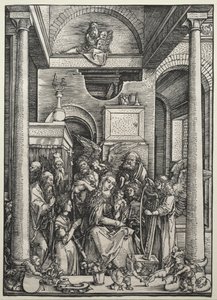वर्जिन और बाल संत और एन्जिल्स द्वारा घिरे, सी। 1500-1502। द्वारा अल्ब्रेक्ट ड्यूरर